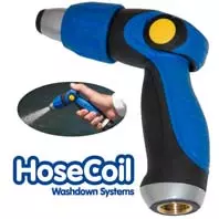 HoseCoil thumb lever deck-wash hose gun